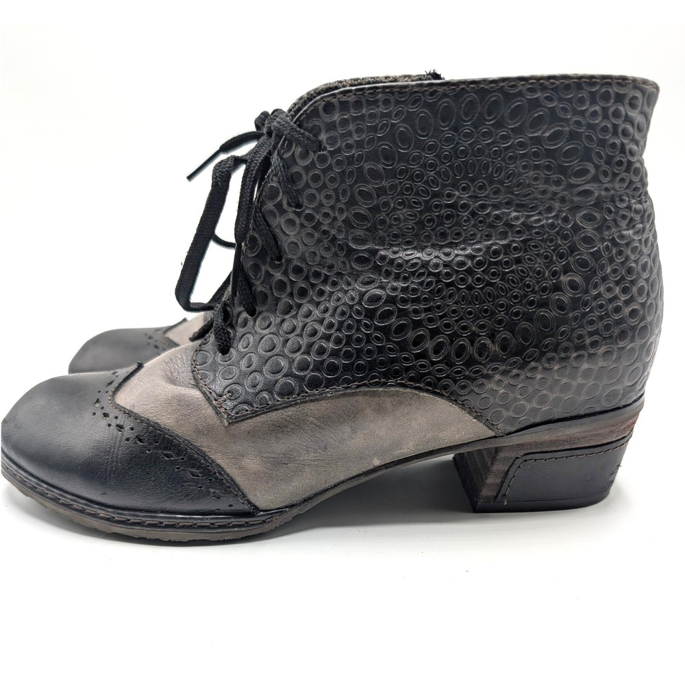 L'Artiste Spring Step Boots 6 Leather Wingtip Black Grey 36 Steampunk Grannycore